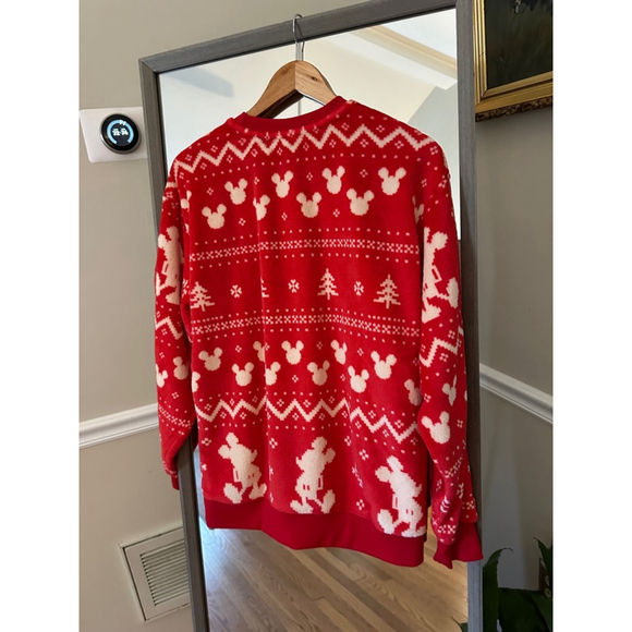 Walt Disney World Disneyland Christmas Mickey Sweatshirt Adult Large Red/White - Picture 5 of 6